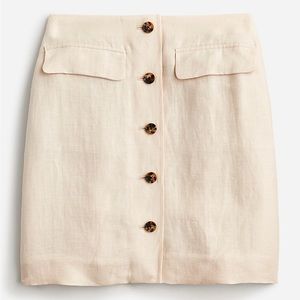 J Crew Cream Linen Button-Front Skirt
